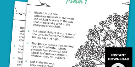 Psalms 1 Coloring Page & Memory Activity for kids (PDF Printable)